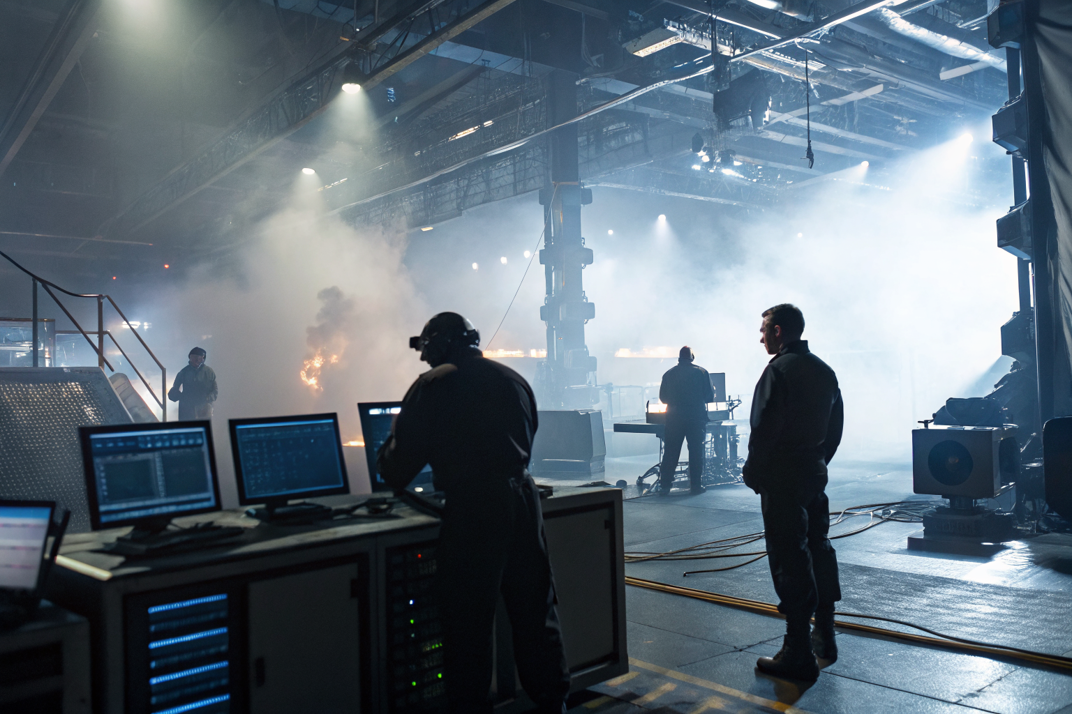 Destruction facility with NSA media destruction equipment and security personnel.