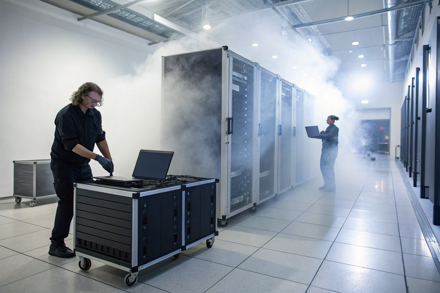 High-tech facility processing IT equipment for disposal.