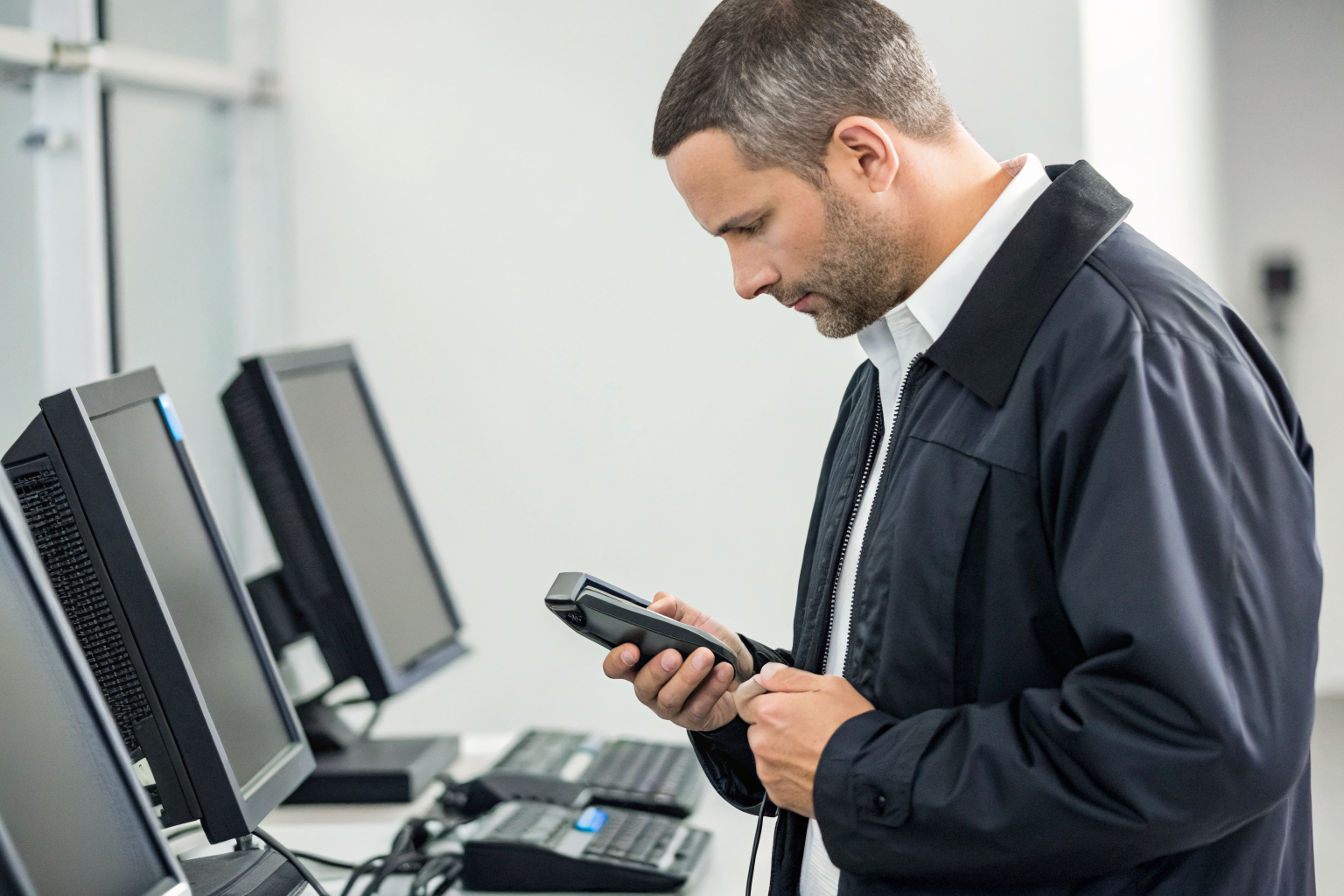 QSA assessing payment terminals and media types in an environment.