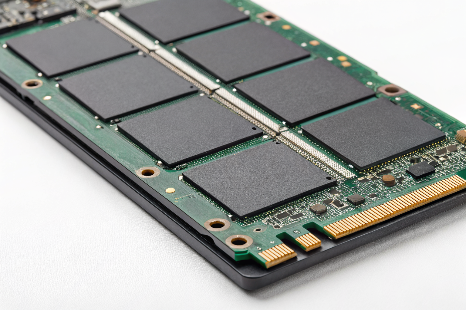 Cross-section of SSDs showing NAND blocks and pages.